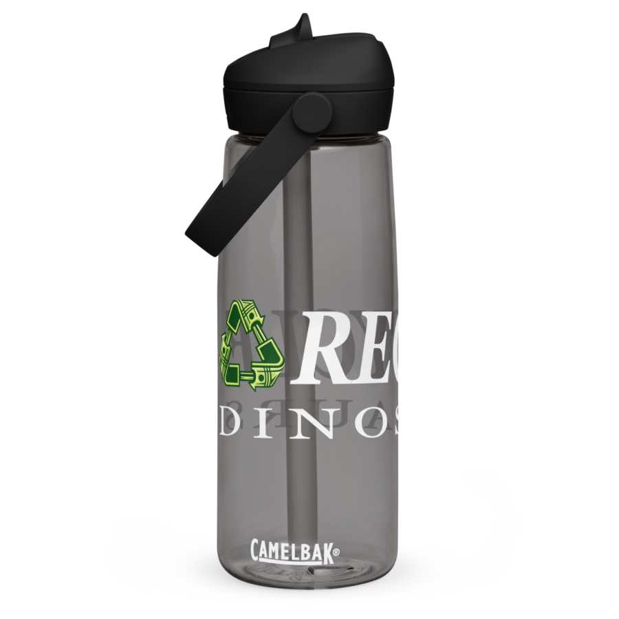 Flip Straw Water Bottle in charcoal, front view