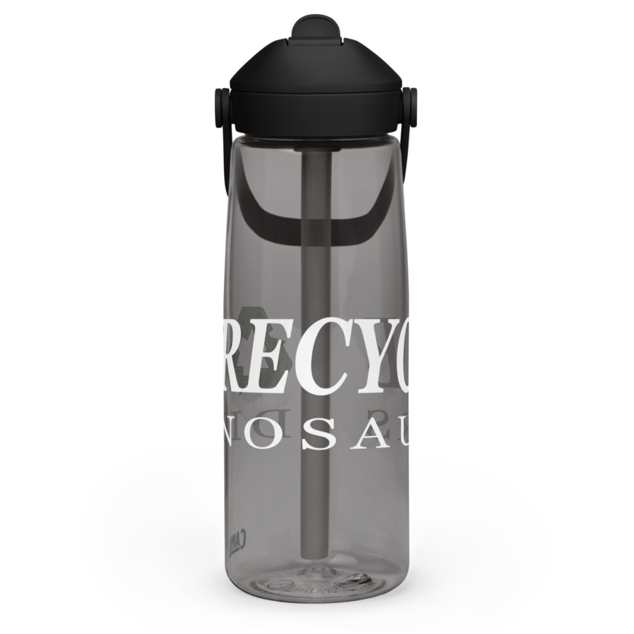 Flip Straw Water Bottle in charcoal, left side view