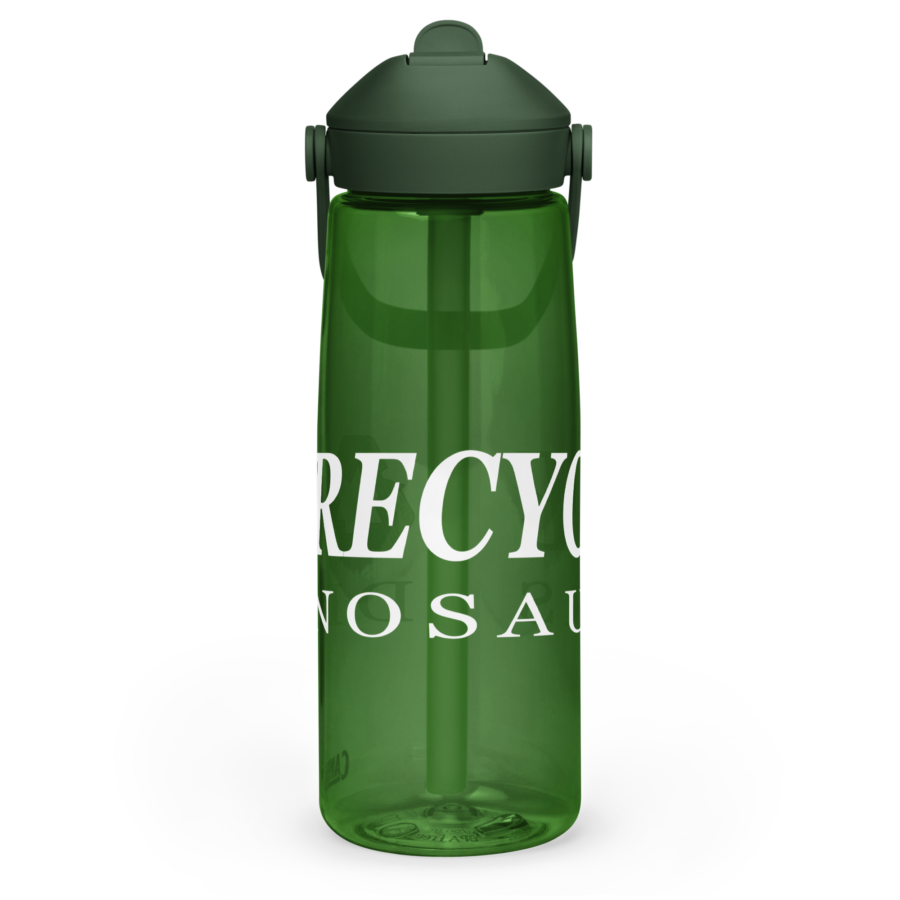 Flip Straw Water Bottle in forest green, left side view