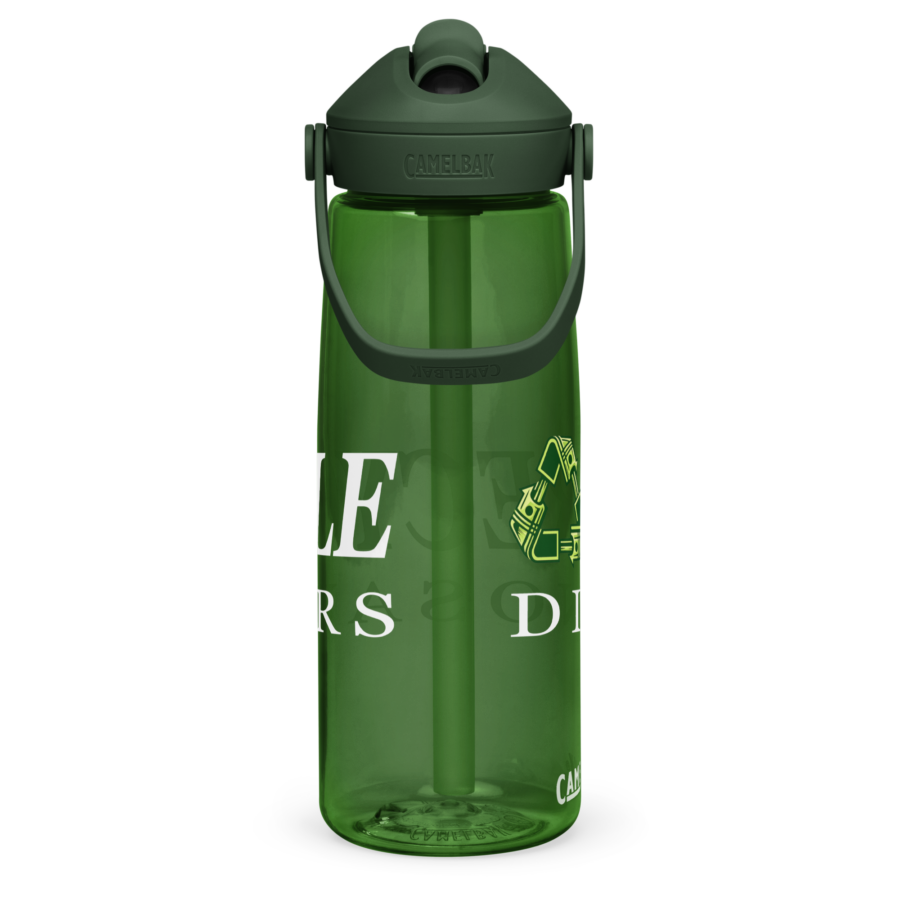 Flip Straw Water Bottle in forest green, right side view