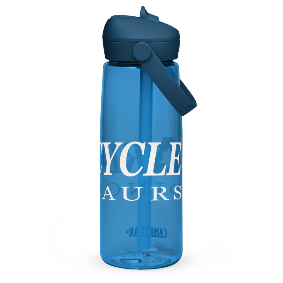 Flip Straw Water Bottle in oxford blue, back view