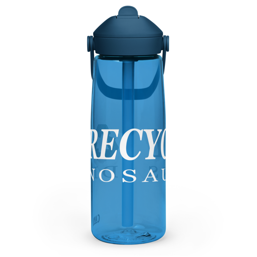 Flip Straw Water Bottle in oxford blue, left side view
