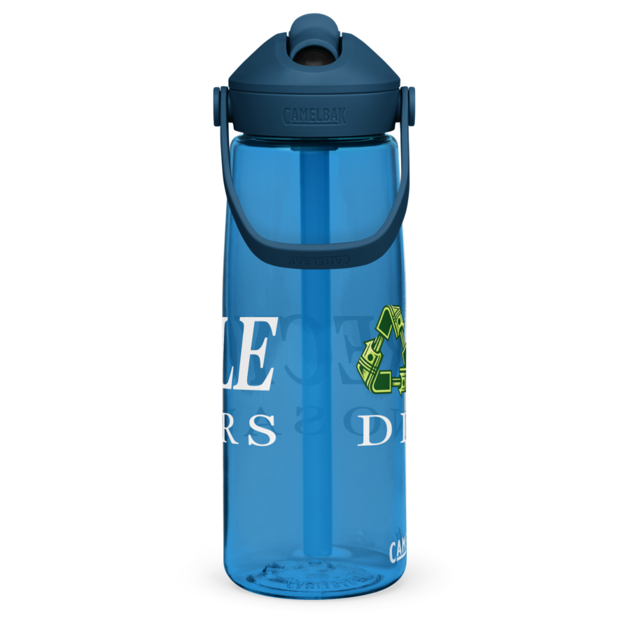Flip Straw Water Bottle in oxford blue, right side view