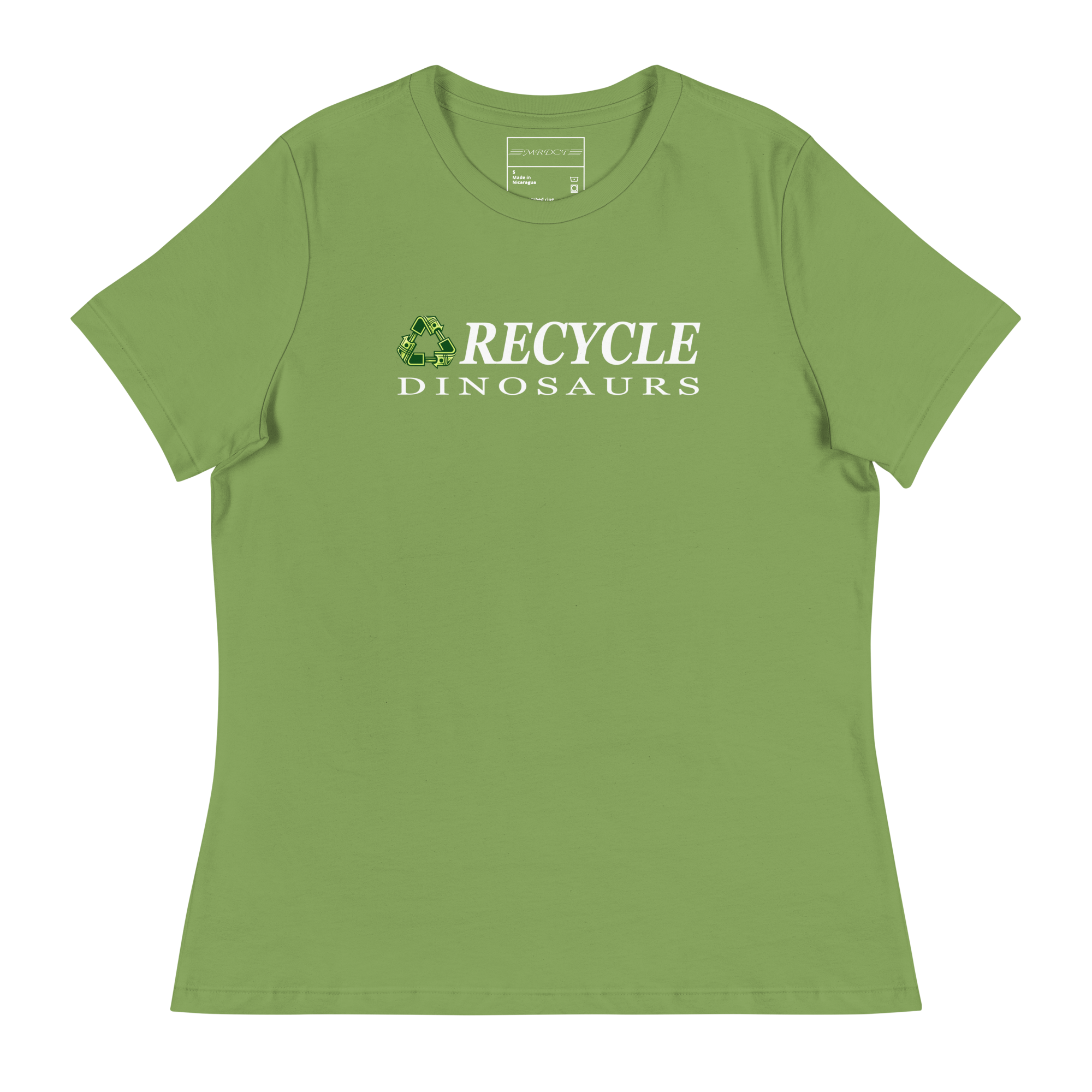 womens-relaxed-t-shirt-leaf-front-69a0c7c27a2d8.png Recycle Dinosaurs Women's Relaxed T-Shirt - Image 7