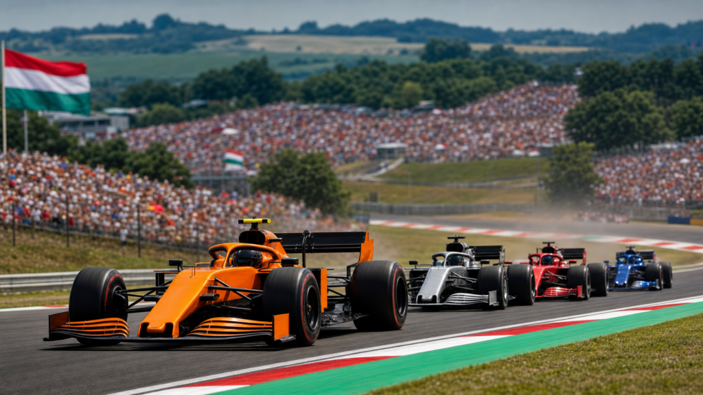 McLaren 2026 Formula 1 cars racing at the Hungarian Grand Prix