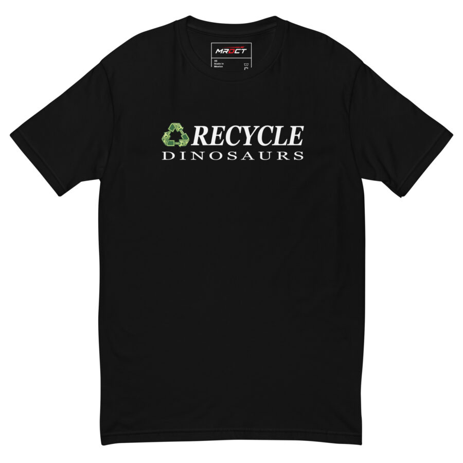 Recycle Dinosaurs T-Shirt in black, front view