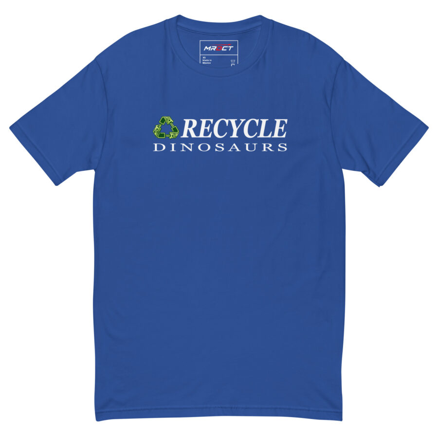 Recycle Dinosaurs T-Shirt in blue, front view