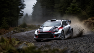 Rally Scotland 2027 WRC27 car on an Aberdeenshire forest stage