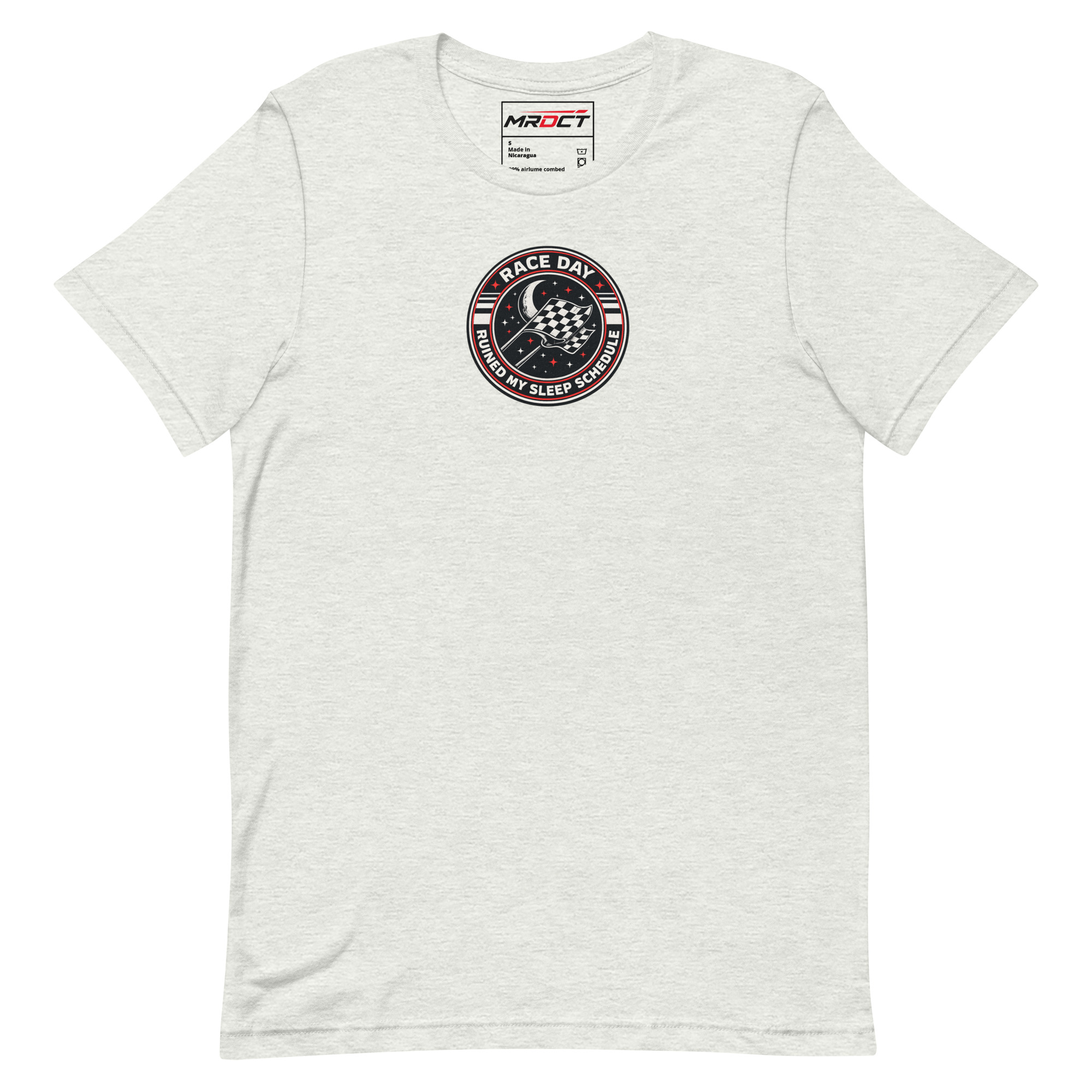 Ruined My Sleep Schedule T-Shirt with race day checkered flag badge