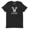 Self Sponsored T-Shirt in Black Heather, front view of the grassroots racing tee