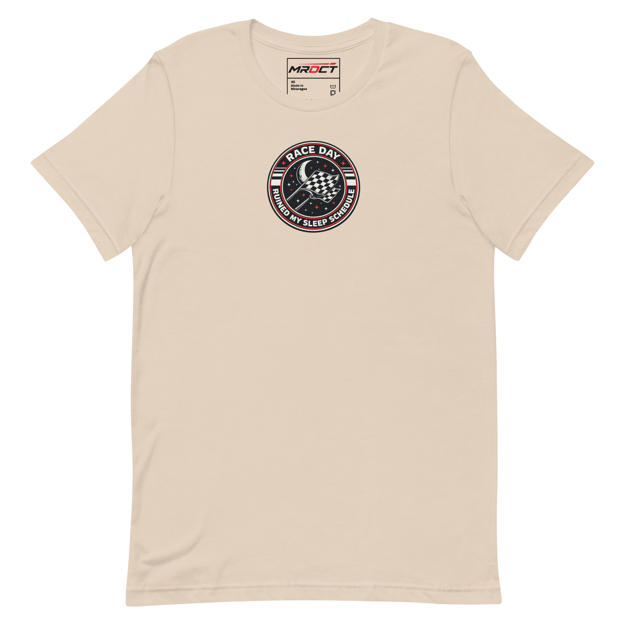 Race Day Ruined My Sleep Schedule T-Shirt, front view