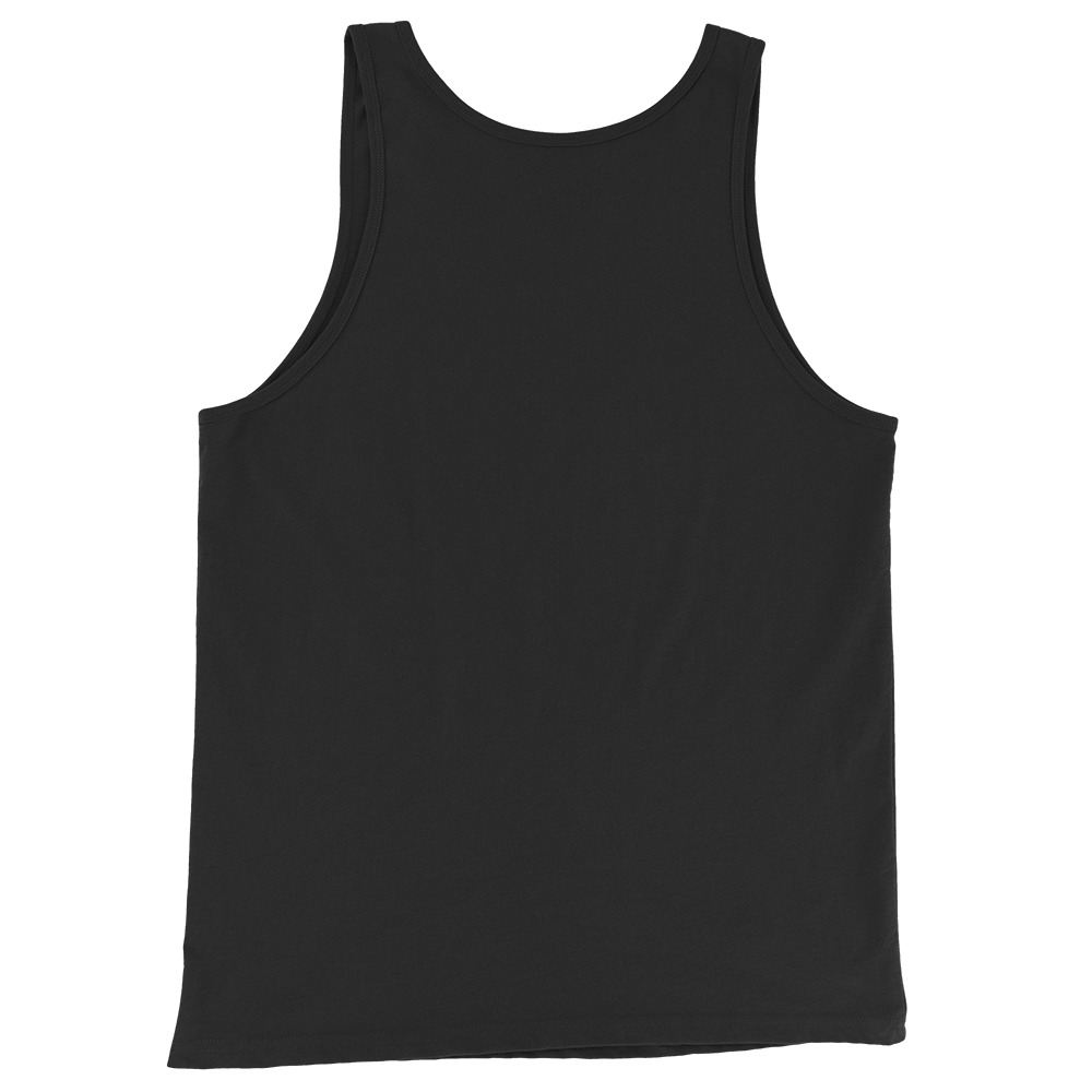 Recycle Dinosaurs Tank Top in black, back view