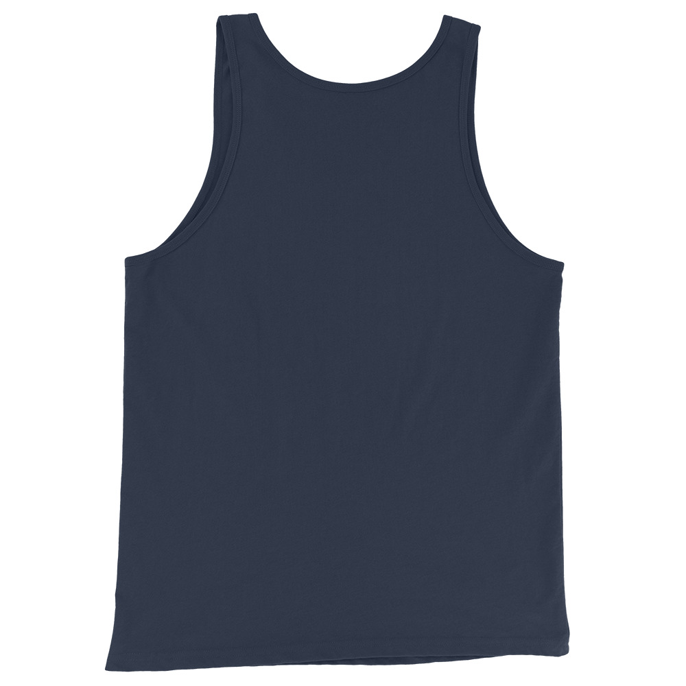 Recycle Dinosaurs Tank Top in navy, back view