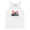 Rally Tank Top in white with motorsports rally car graphic