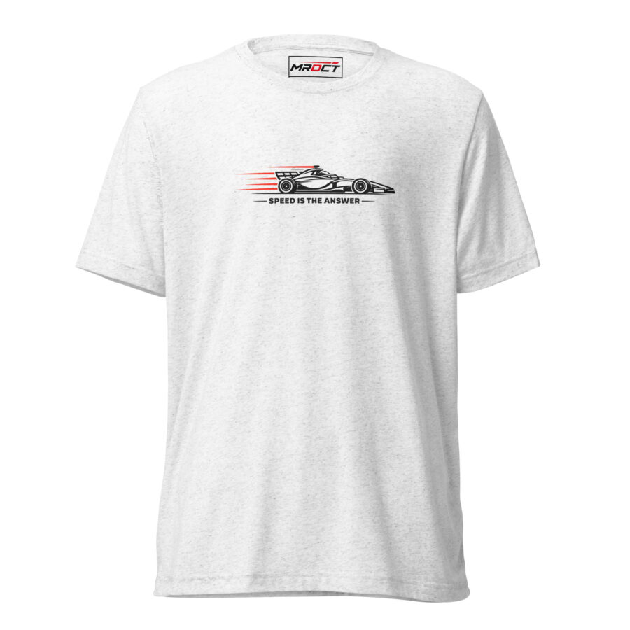 Speed Is the Answer T-Shirt in white, front view