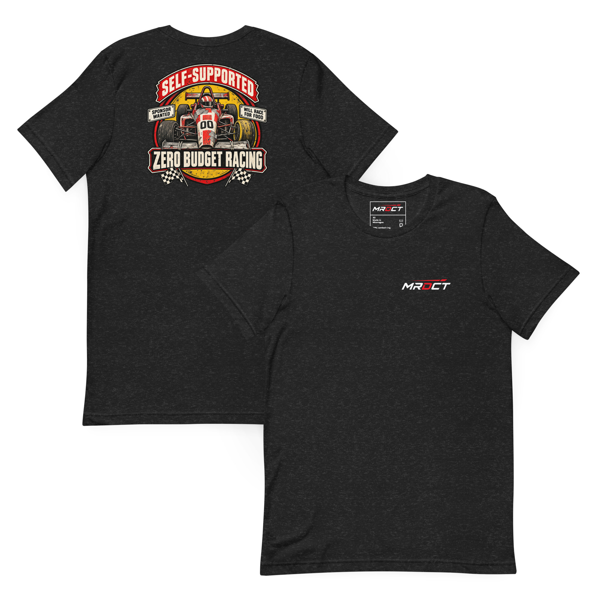 Self-Supported Racing T-Shirt front and back zero-budget motorsport design