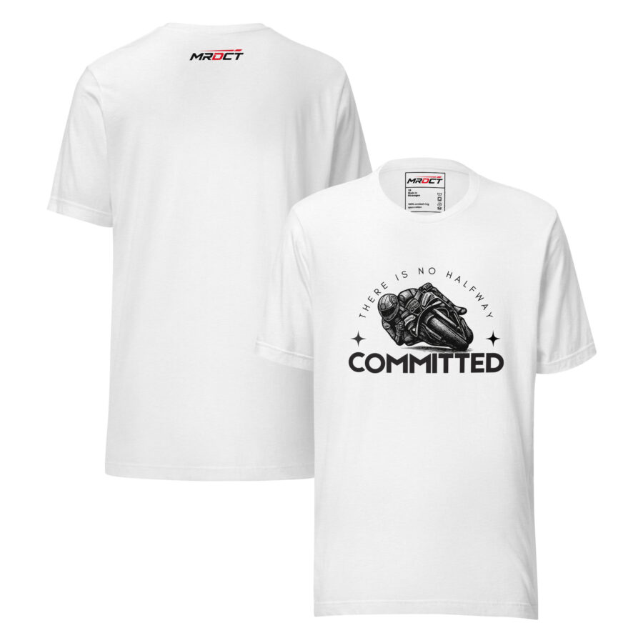 Committed Short Sleeve T-Shirt motorsport racing graphic tee front and back